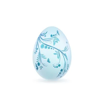 Easter egg 3D icon. Pastel egg, isolated white background. Floral hand drawn  스톡 일러스트