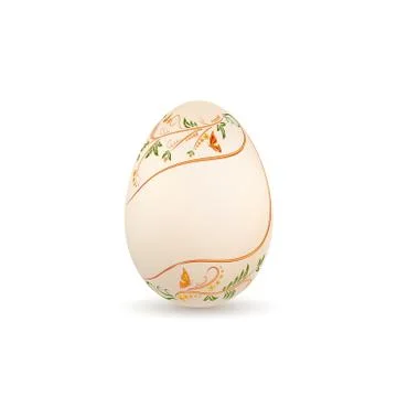 Easter egg 3D icon. Pastel egg isolated white background. Floral hand drawn d 스톡 일러스트