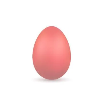 Easter egg 3D icon. Pink color egg, isolated white background. Pastel realist Stock Illustration