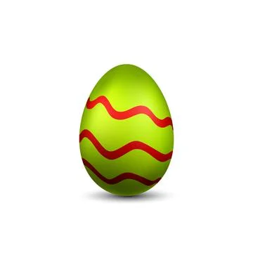 Easter egg 3D icon. Red green color egg, isolated white background. Bright Illustrazione stock