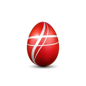 Easter egg 3D icon. Red silver egg, isolated white background. Bright realistic Stock-Illustration