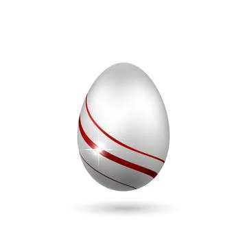 Easter egg 3D icon. Red silver egg, isolated white background. Bright realistic Illustrazione stock