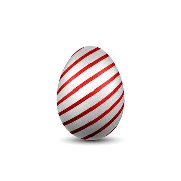 Easter egg 3D icon. Red silver egg, isolated white background. Bright realistic Illustrazione stock