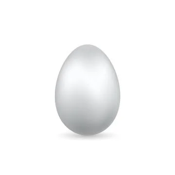Easter egg 3D icon. Silver color egg, isolated white background. Bright reali Stock Illustration