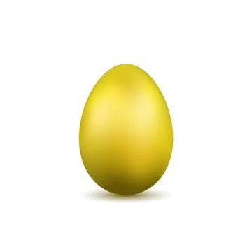 Easter egg 3D icon. Yellow color egg, isolated white background. Bright reali Illustrazione stock