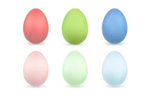 Easter egg 3D icons. Color bright and pastel eggs set isolated white backgrou Stock Illustration