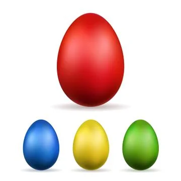 Easter egg 3D icons. Red, color eggs set isolated white background. Golden de Illustrazione stock