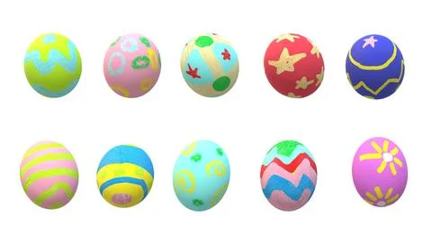 The Easter egg 3d rendering on white background. Illustrazione stock