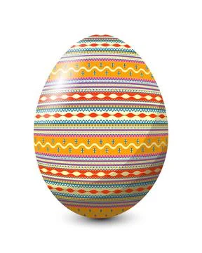 Easter egg 8 Painted egg celebrating Easter holiday, vector icon over whit... 스톡 사진