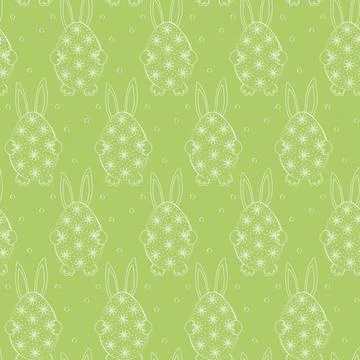 Easter egg with abstract floral decor and Bunny hiding behind Seamless Pattern Stock Illustration