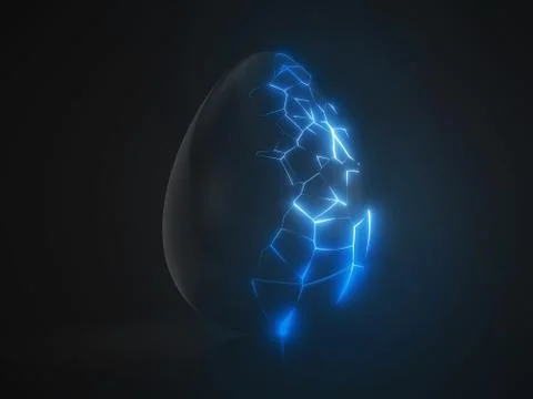 Easter egg. alien with blue glowing cracks. 3d illustration Stock Illustration