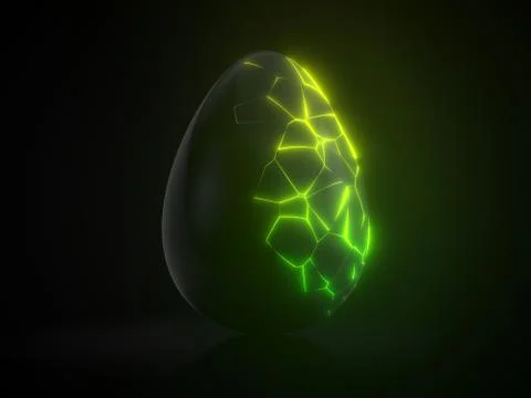 Easter egg. alien with glowing cracks. 3d illustration Stock Illustration