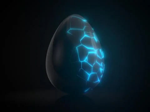 Easter egg. alien with glowing cracks. 3d illustration Stock Illustration