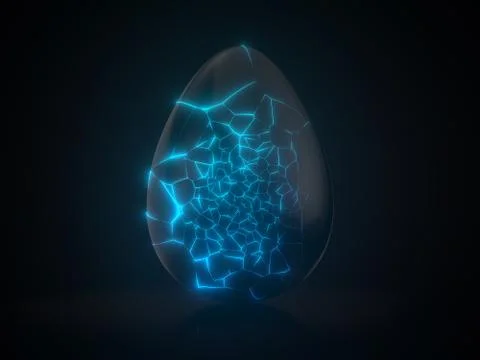 Easter egg. alien with glowing cracks. 3d illustration Stock Illustration