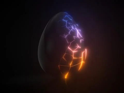 Easter egg. alien with glowing cracks. 3d illustration Stock Illustration