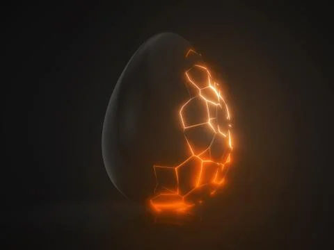 Easter egg. alien with orange glowing cracks. 3d illustration Stock Illustration