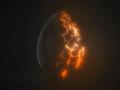 Easter egg. alien with orange glowing cracks. 3d illustration Stock Illustration