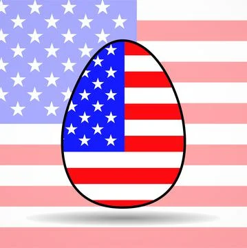 Easter egg with American flag on background USA. Religious holiday 스톡 일러스트