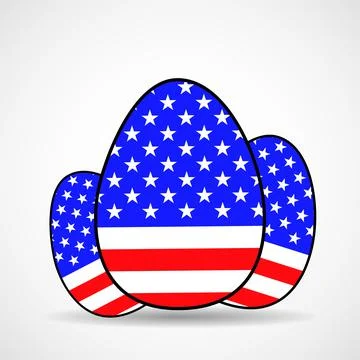 Easter egg with American flag on white background. Religious holiday 스톡 일러스트