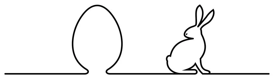 Easter egg and bunny vector in Black. Isolated background. Stock Illustration
