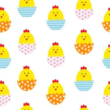 Easter Egg and 	Chicken Seamless Pattern Background Vector Illus Stock Illustration