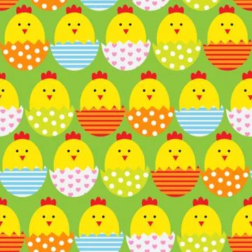 Easter Egg and 	Chicken Seamless Pattern Background Vector Illus Stock Illustration