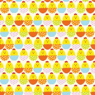 Easter Egg and .Chicken Seamless Pattern Background  Illus 스톡 일러스트