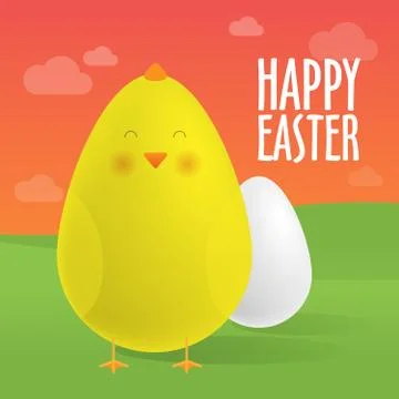 Easter egg and a cute chick. Vector illustrations 스톡 일러스트