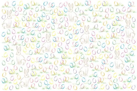 Easter egg and Easter bunny pattern, hidden object picture, and background 스톡 일러스트
