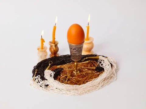 Easter egg and the flame 스톡 사진