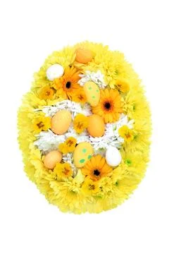 Easter Egg and Flowers Concept Shape Stock Photos