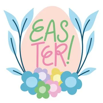 Easter egg and flowers Stock Illustration
