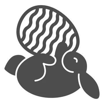 Easter egg and fun playful bunny solid icon, Happy Easter concept, rabbit Stock Illustration