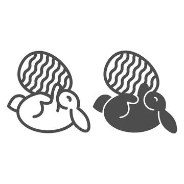 Easter egg and fun playful bunny line and solid icon, Happy Easter concept Stock Illustration