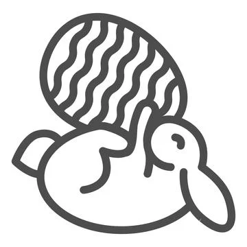 Easter egg and fun playful bunny line icon, Happy Easter concept, rabbit resting Stock Illustration