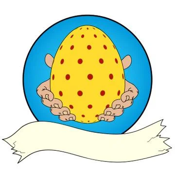 Easter egg and hands border and banner hand drawn イラスト素材