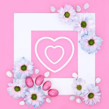 Easter Egg and Spring Flower Romantic Background Border Frame Foto stock