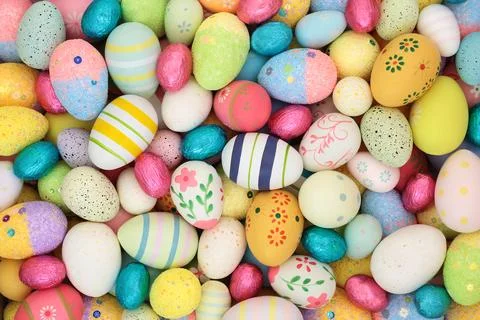 Easter Egg Background with Collection of Colorful Eggs Stock Illustration