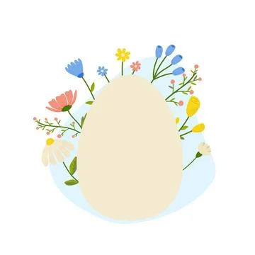 Easter egg on a background of flowers. copy space for your text. on a white.. Stock Illustration