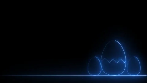 Easter egg background with neon lines running in the dark, neon lines glowing Видео 335216549