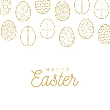 Easter egg banner. Golden Egg icons collection in doodle style. Hand drawn il Stock Illustration