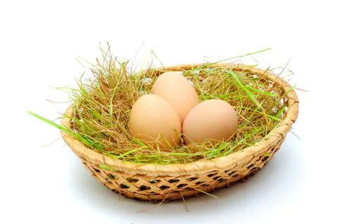 Easter egg in bascket Stock Photos