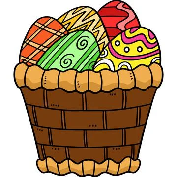 Easter Egg Basket Cartoon Colored Clipart Ilustración de archivo