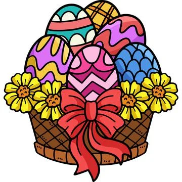 Easter Egg Basket Cartoon Colored Clipart Stock Illustration