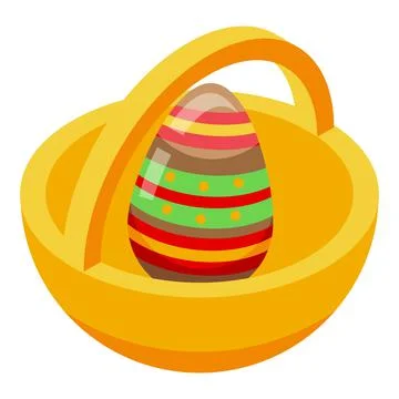 Easter egg basket icon isometric vector. Happy decoration Illustrazione stock