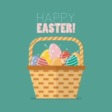 Easter egg in basket Stock Illustration