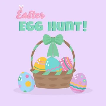 Easter egg in basket Stock Illustration