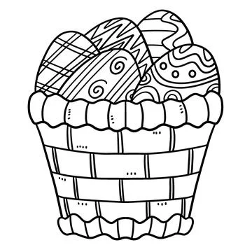 Easter Egg Basket Isolated Coloring Page for Kids Stock Illustration