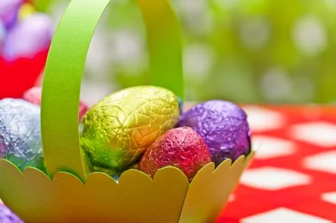 Easter egg basket Stock Photos