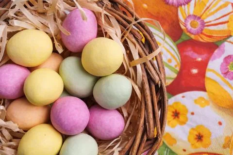 Easter Egg in Basket Stock Photos